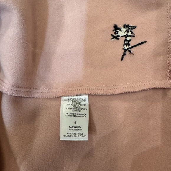 Betsey Johnson Pink Hooded Cape Coat Faux Fur Trim Pom Pom Hem Black Bow Girls 6 - Picture 7 of 11